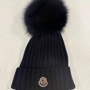 Moncler Wool Beanie with Pom Pom